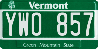 VT license plate YWO857