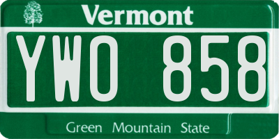 VT license plate YWO858
