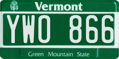 VT license plate YWO866