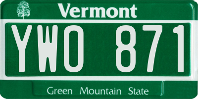VT license plate YWO871