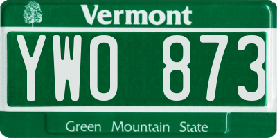 VT license plate YWO873