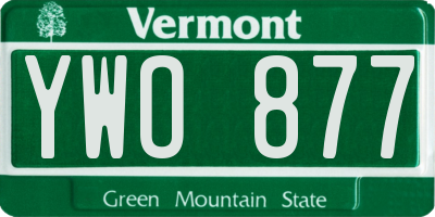 VT license plate YWO877