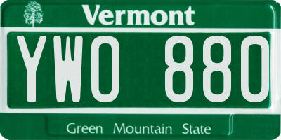 VT license plate YWO880