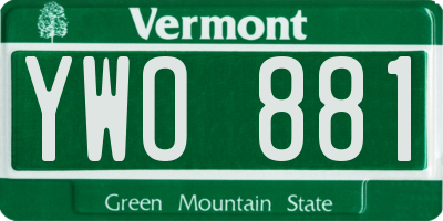 VT license plate YWO881