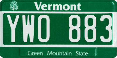 VT license plate YWO883