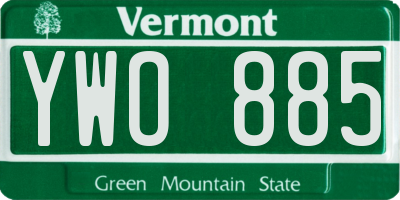 VT license plate YWO885