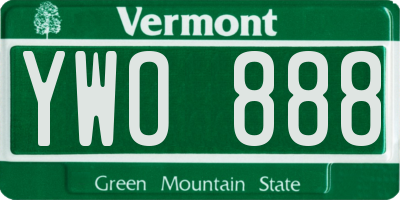 VT license plate YWO888