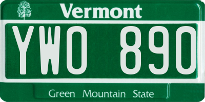 VT license plate YWO890