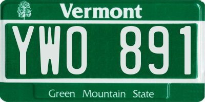 VT license plate YWO891
