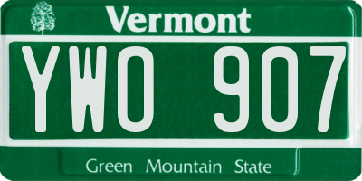 VT license plate YWO907