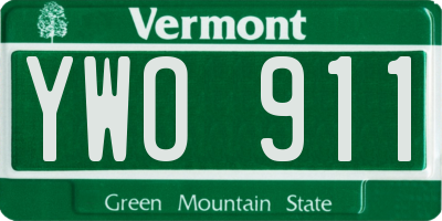 VT license plate YWO911