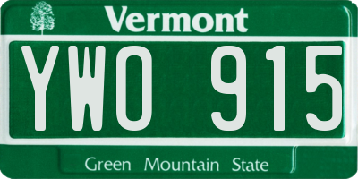 VT license plate YWO915