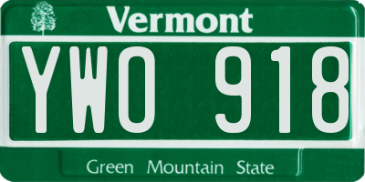VT license plate YWO918