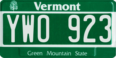 VT license plate YWO923