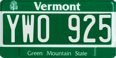 VT license plate YWO925