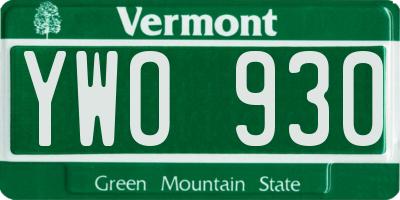 VT license plate YWO930