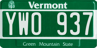 VT license plate YWO937