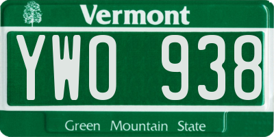 VT license plate YWO938