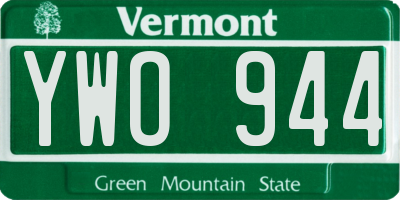 VT license plate YWO944