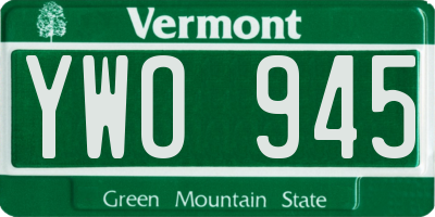 VT license plate YWO945
