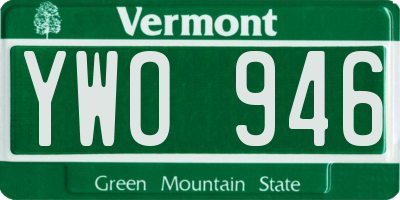 VT license plate YWO946