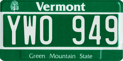 VT license plate YWO949