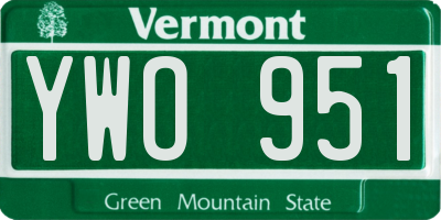 VT license plate YWO951