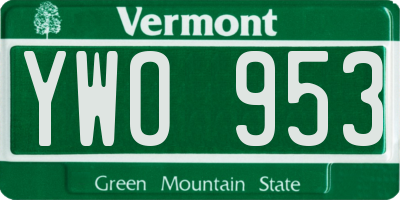 VT license plate YWO953