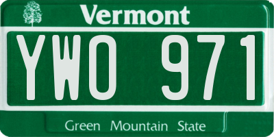 VT license plate YWO971