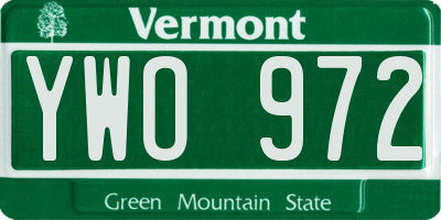 VT license plate YWO972