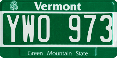 VT license plate YWO973
