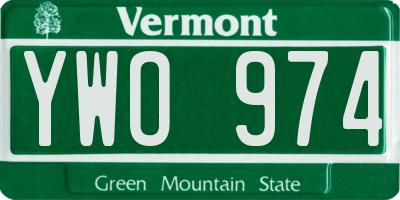 VT license plate YWO974