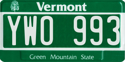 VT license plate YWO993