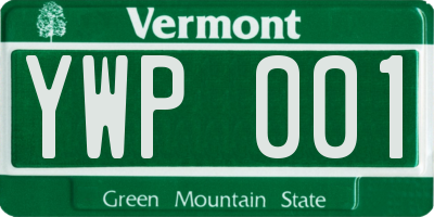VT license plate YWP001