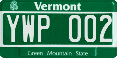 VT license plate YWP002