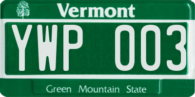VT license plate YWP003