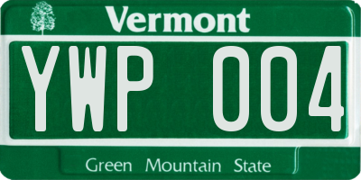 VT license plate YWP004