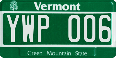 VT license plate YWP006