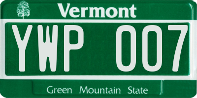 VT license plate YWP007