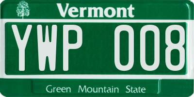 VT license plate YWP008