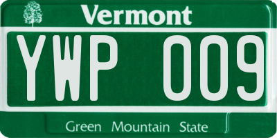 VT license plate YWP009