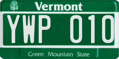 VT license plate YWP010