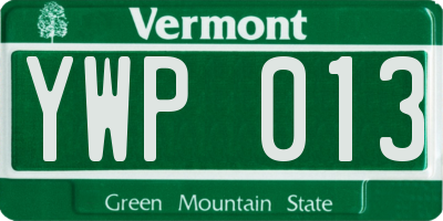 VT license plate YWP013