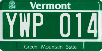 VT license plate YWP014