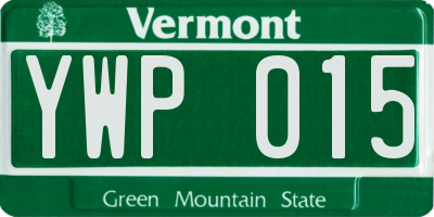 VT license plate YWP015