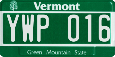 VT license plate YWP016
