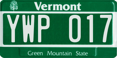 VT license plate YWP017