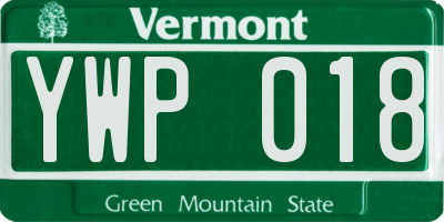 VT license plate YWP018
