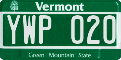 VT license plate YWP020