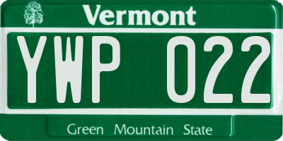 VT license plate YWP022